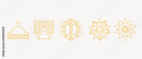 Set of Islamic Shape Ramadan Element Collection Vector illustration, Abstract Symbols in Ornamental Arabic style
