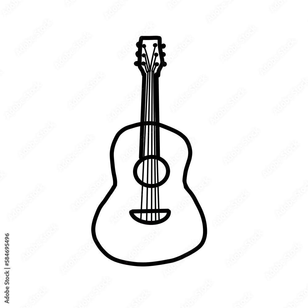 Fototapeta premium acoustic guitar vector illustration hand drawn organic line 