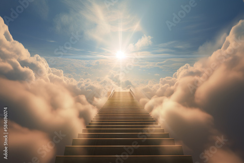 path to heaven, the concept of enlightenment or knowledge of faith in God, generative ai photo