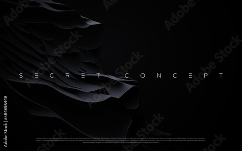 Abstract 3d background with rock texture and dark futuristic carbon effect. Realistic wallpaper and luxury flowing black object. Elegant backdrop for poster, website, brochure, banner, app etc… vector