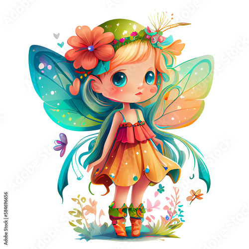Fairy Girl Illustration Clipart, fairy girl png, Generative Ai
