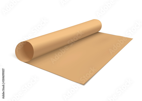 3D Baking Parchment Paper Isolated On White
