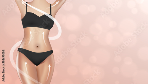 3D Standing Slim Woman Body With Body Shape Arrows
