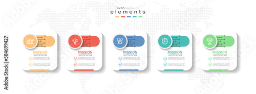 Infographic design template. timeline with icons and 5 options or steps. Can be used for process, presentations, layout, banner, web design vector illustration.
