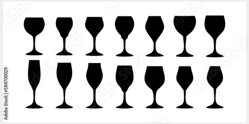 Wine glass toast icon isolated. Stencil Hand dravn Vector stock illustration EPS 10