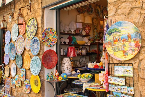 Ravello, Amalfi coast, Campania, South Italy -  25.3.2022 Typical italian ceramic  and souvenir shop photo
