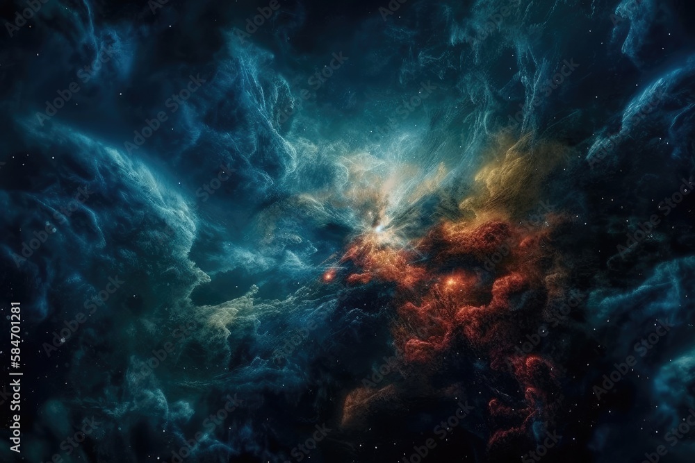 artwork from space. Starfield. Fantastic nebulae. This image's components were provided by NASA. Generative AI