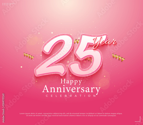 25th anniversary in pink color concept.
