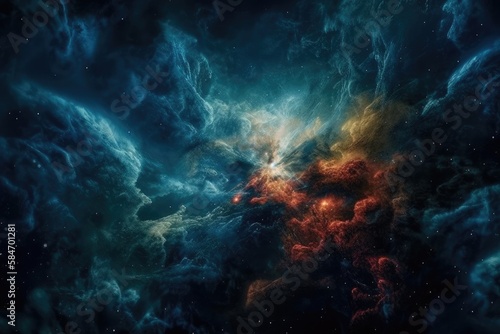 artwork from space. Starfield. Fantastic nebulae. This image's components were provided by NASA. Generative AI