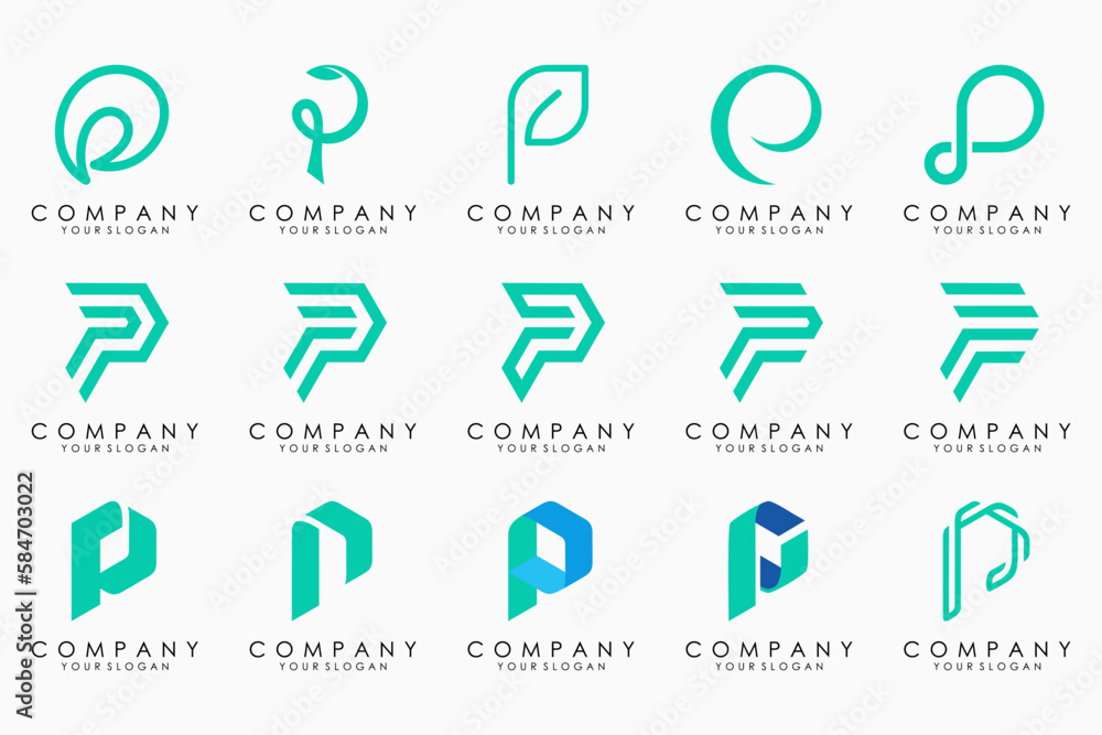 Set of letters P logo design. modern creative monogram icon design inspiration. Set of letters P logo design. modern creative monogram icon design inspiration.