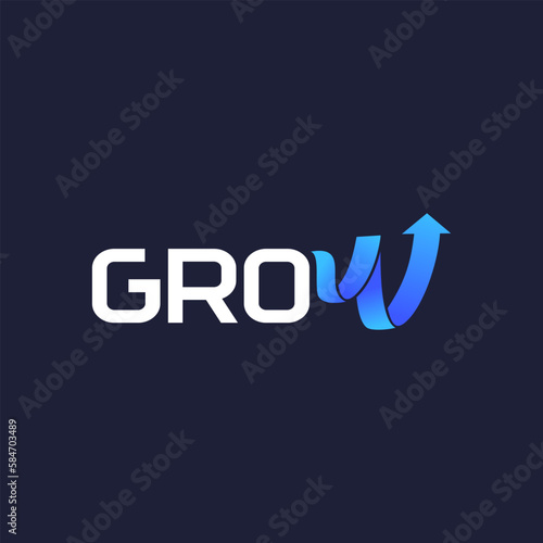 creative word typography grow logo design. Vector illustration of word typography grow. modern logo design vector icon template