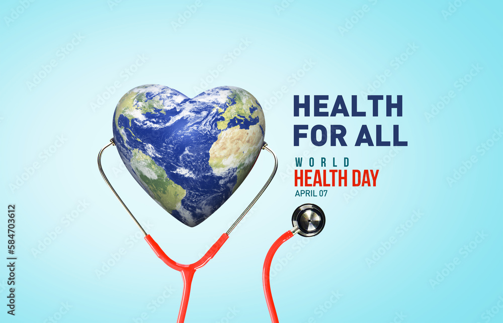 Health For All. World Health day 2023 concept background. World health ...