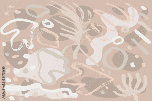 Abastract Contemporary Dry Brush Beige Print