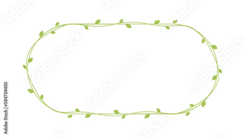 Oval green vine frames and borders, floral botanical design element vector illustration