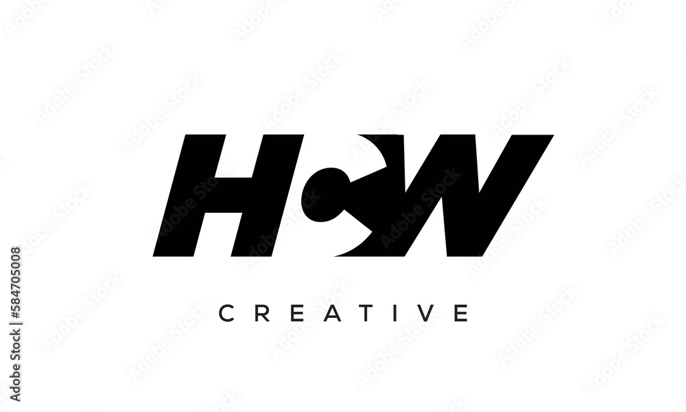 HCW letters negative space logo design. creative typography monogram vector HCW letters negative space logo design. creative typography monogram vector