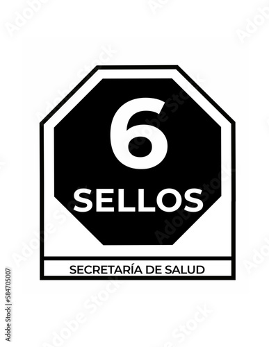 Mexican regulatory label for food packages. When a food package contains six unhealthy ingredients this label is placed on the front of the package. 