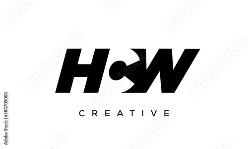HCW letters negative space logo design. creative typography monogram vector 