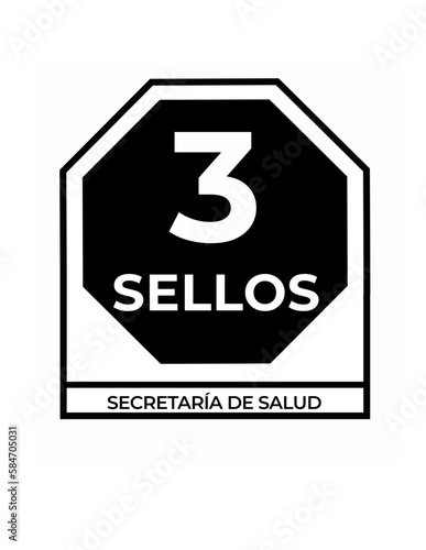 Mexican regulatory label for food packages. When a food package contains three unhealthy ingredients this label is placed on the front of the package. 