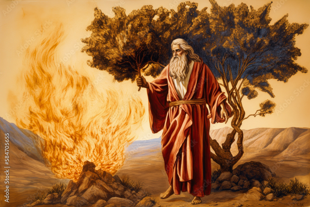 Moses and the Burning Bush: A Divine Encounter AI-Generated Stock ...