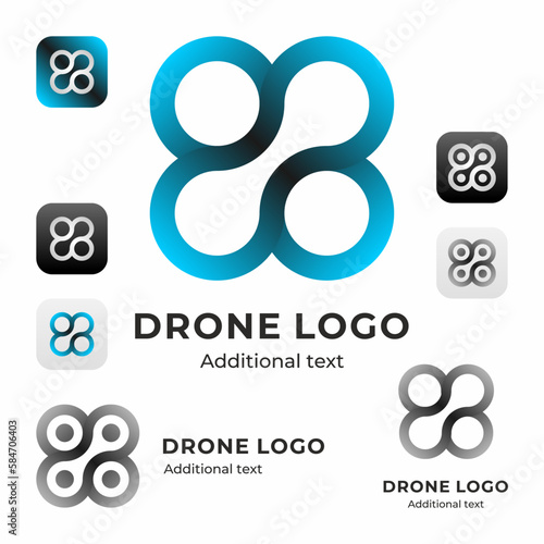 Drone logo and stylish modern icon set