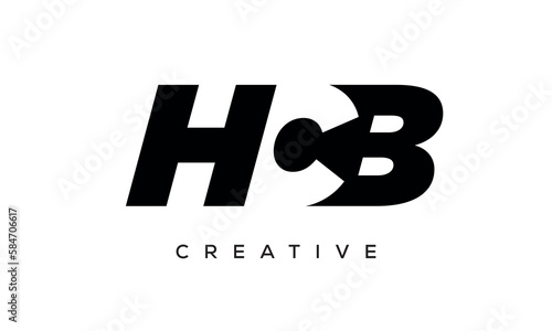 HCB letters negative space logo design. creative typography monogram vector	 photo