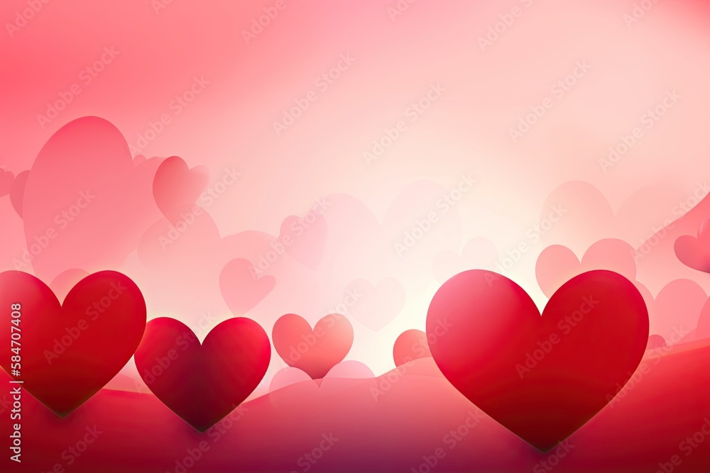 Romantic Valentine Day Love: Red Hearts Decoration for a Memorable Celebration. Generative AI