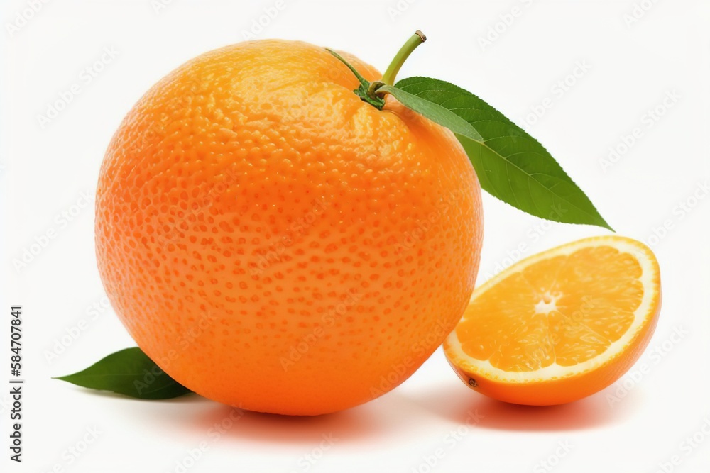 Group of slices, whole of fresh orange fruits isolated on white background, Generative AI. Group of slices, whole of fresh orange fruits isolated on white background, Generative AI.