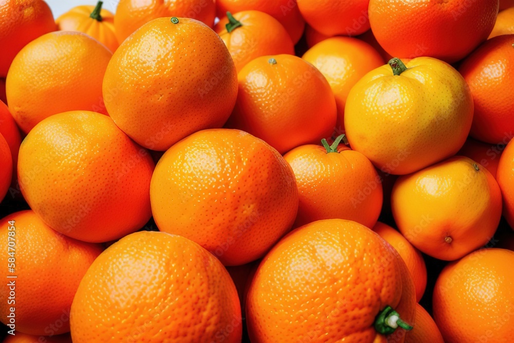 Group of slices, whole of fresh orange fruits isolated on white background, Generative AI. Group of slices, whole of fresh orange fruits isolated on white background, Generative AI.