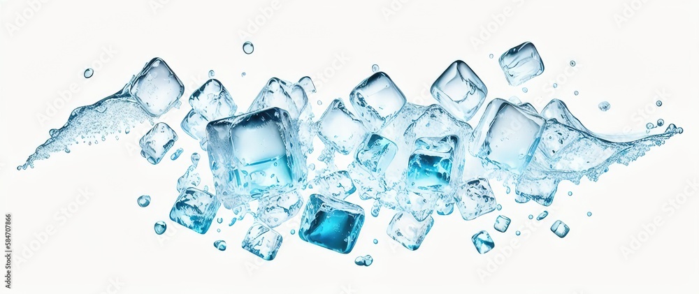 Ice cubes on white background, Generative AI. Ice cubes on white background, Generative AI.