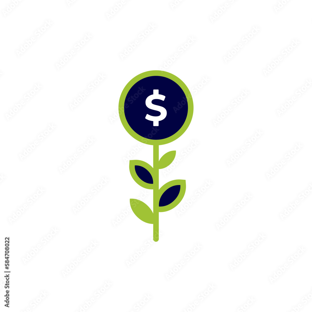 icon vector concept of Dollars on plants that grow metaphor for investment and savings deposits that bring profit. Can used for social media, website, web, poster, mobile apps icon vector concept of Dollars on plants that grow metaphor for investment and savings deposits that bring profit. Can used for social media, website, web, poster, mobile apps