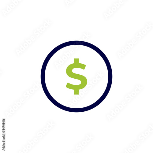 icon vector concept of basic or regular dollar coin with circular lines. Can used for social media, website, web, poster, mobile apps