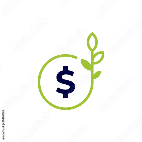 icon vector concept of dollar is wrapped in plant metaphor for investing wealth in order to grow and make a profit. Can used for social media, website, web, poster, mobile apps