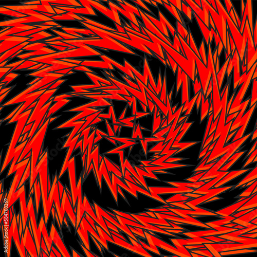 Abstract background with multiple spiral spike line pattern. Hot magma background