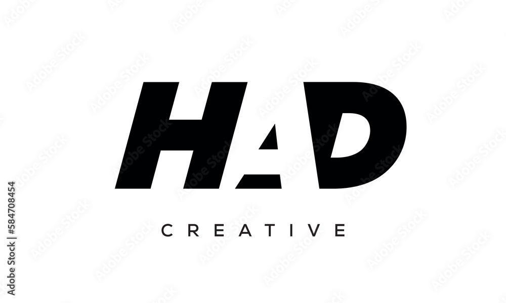 HAD letters negative space logo design. creative typography monogram vector HAD letters negative space logo design. creative typography monogram vector