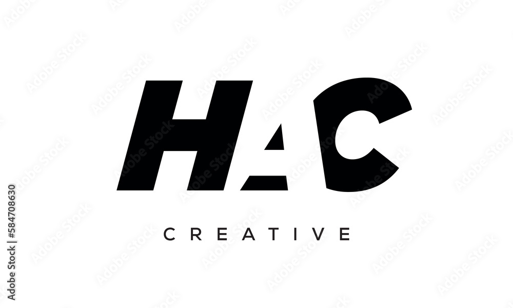 HAC letters negative space logo design. creative typography monogram vector HAC letters negative space logo design. creative typography monogram vector