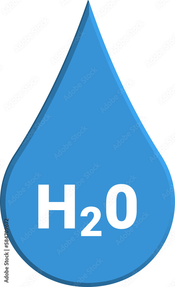 H2O Water Drop 3d Isolated Illustration in Transparent Background H2O Water Drop 3d Isolated Illustration in Transparent Background
