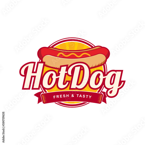 Hot dog food logo design for your business vector illustration