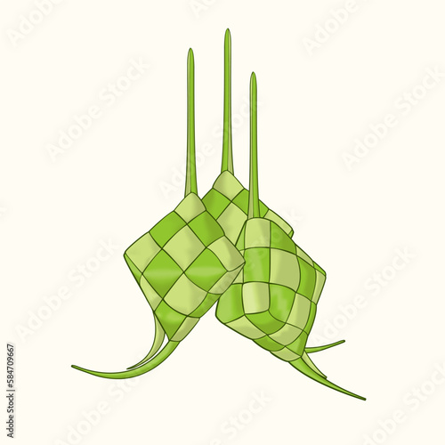 ketupat vector illustration on white background. Asian food design. Eid al-Fitr celebration food. photo