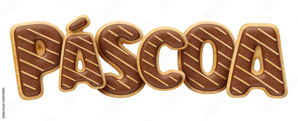 Easter name with donut shaped chocolate texture realistico in brazilian portuguese 3d render Easter name with donut shaped chocolate texture realistico in brazilian portuguese 3d render