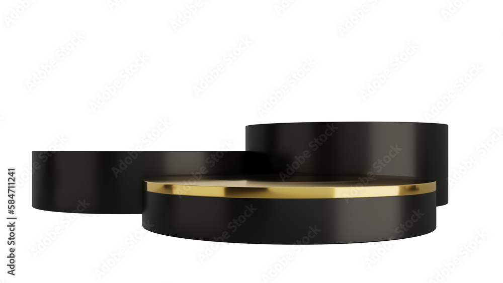 Black Gold Luxury Podium Product Display Stand On Transparent Background Minimal Showcase. 3D Render Illustration Black Gold Luxury Podium Product Display Stand On Transparent Background Minimal Showcase. 3D Render Illustration