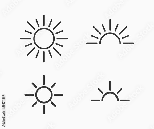 Line Sun icon. Sunset, Sun rising vector icon 