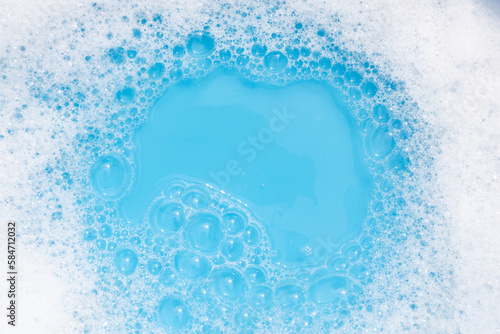 Foto Detergent foam bubble. Top view