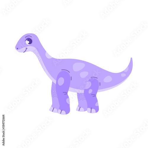 Cute cartoon diplodocus on a white background.