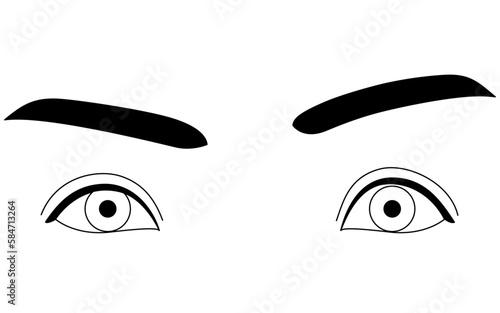 医療イラスト、眼瞼下垂の正常な状態の図解イラスト