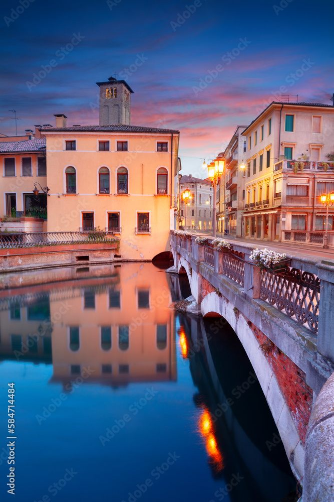 Treviso, Italy. Cityscape image of historical center of Treviso, Italy at sunrise.