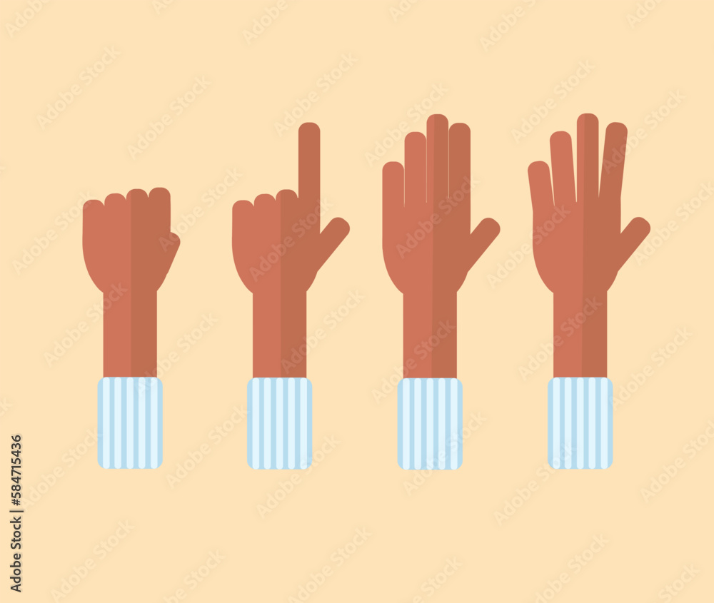 Obraz premium Stylized hand gestures. Dark-complexion.