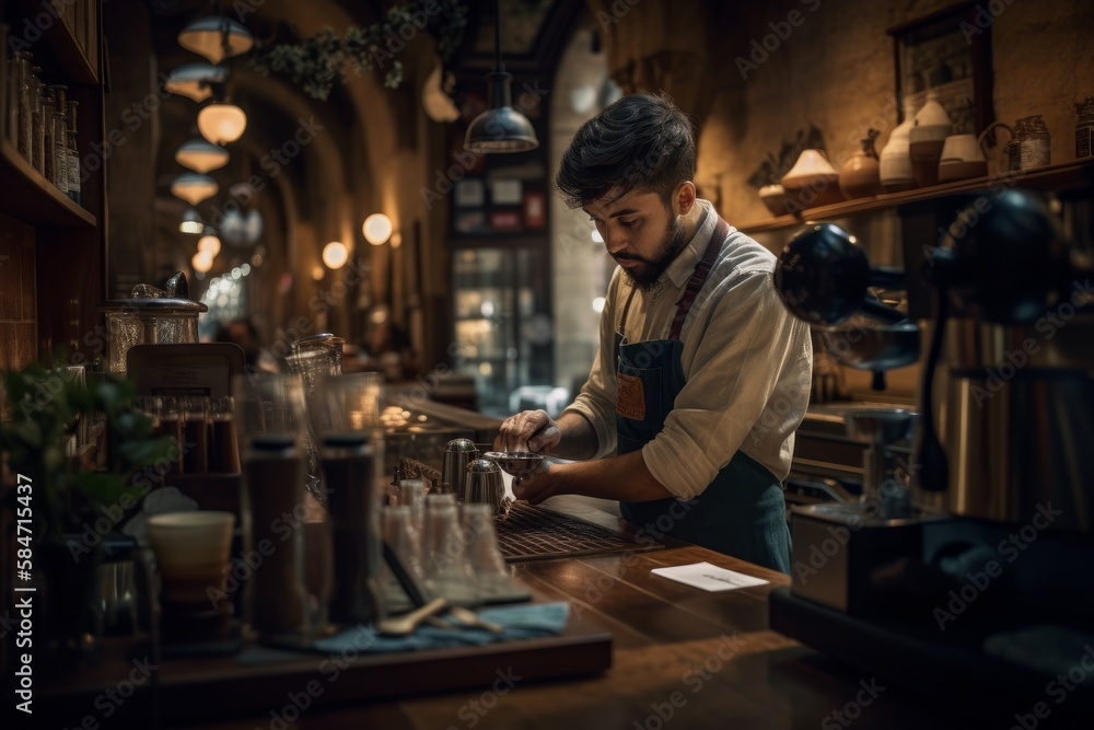 Barista in the cafe