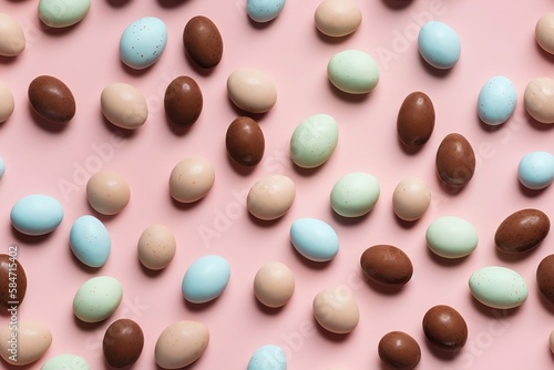 Chocolate Easter Eggs on Pastel Pink Background (Repeatable Pattern)