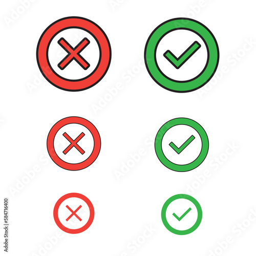 Free Download Check marks icons. accept and reject. Isolated on white background. Vector Illustration. - GFXLoad