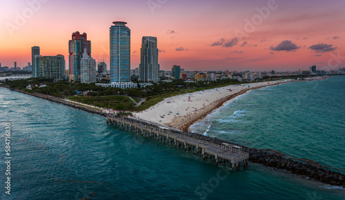 View from a cruise boat of the beach in Miami © crazymonkstudio